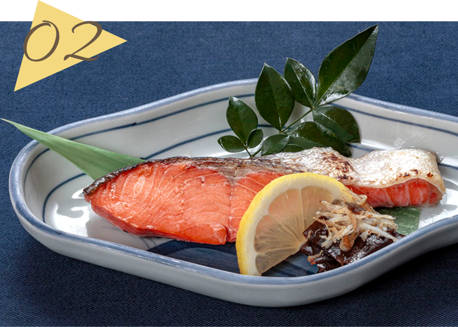 鮭（鯖）の塩焼き/縮緬昆布佃煮